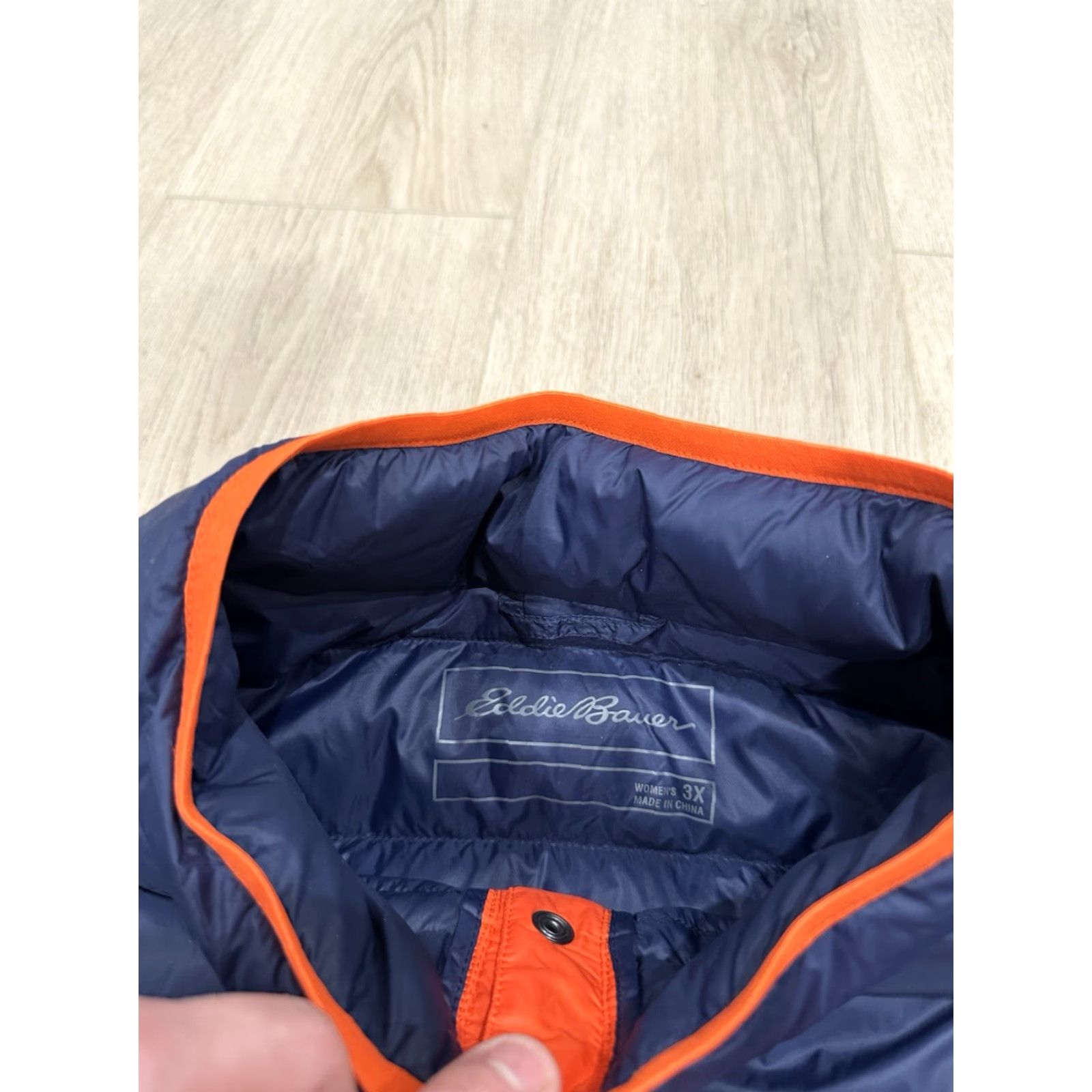 Eddie Bauer Eddie Bauer Puffer Pullover Women 3X Stratuslite Goose Down Snap Mock Quilted Silver Blue Orange Size XXL / US 16-18 / IT 52-54 - 6 Thumbnail