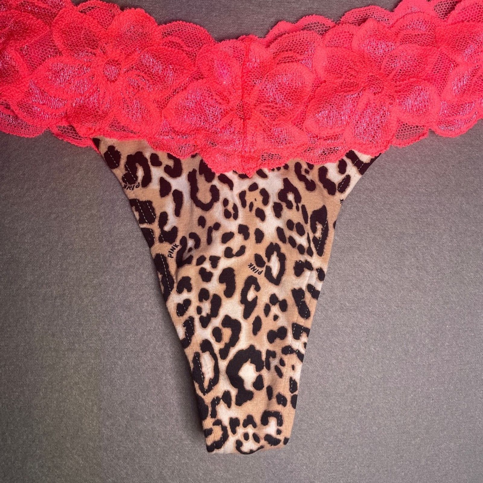 Victoria's Secret Victoria’s Secret’s Leopard Hot Neon Lace Thong NEW M Size ONE SIZE - 11 Thumbnail
