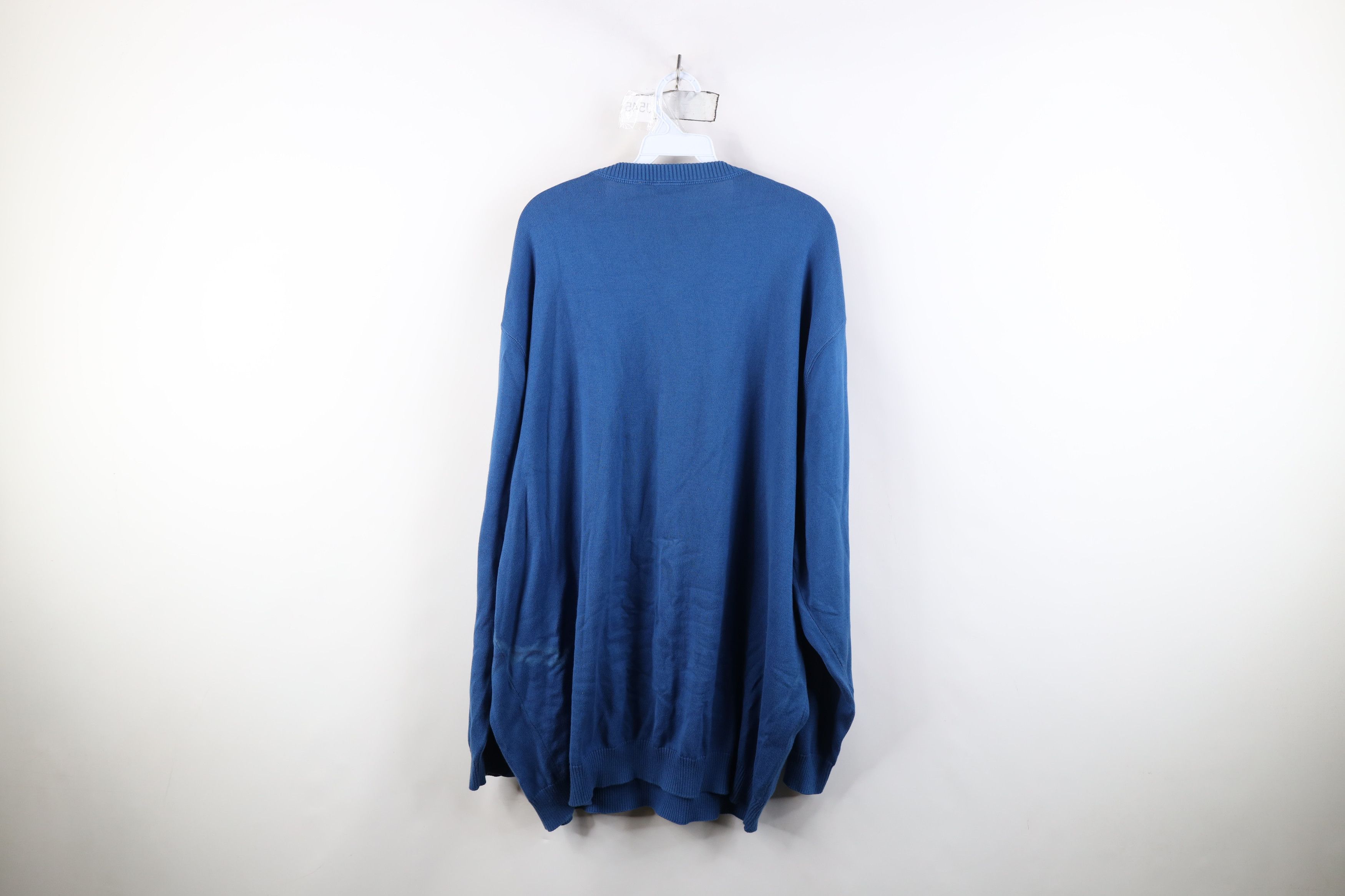 Lacoste Lacoste Distressed Croc Logo Cotton Knit V-Neck Sweater Blue Size US XXL / EU 58 / 5 - 13 Thumbnail