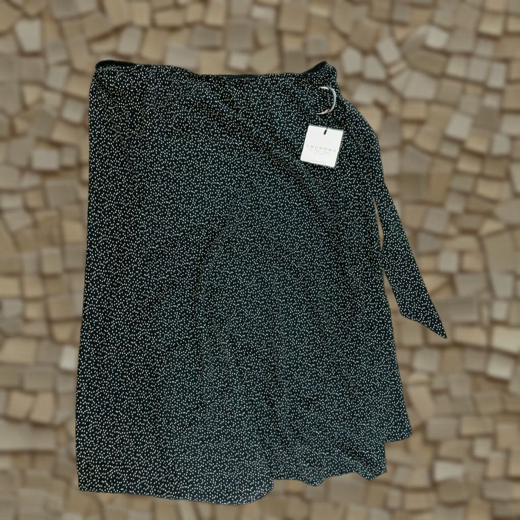 Laundry by Shelli Segal Laundry by Shelli Segal Skirt Women's Large Black White Polka Dots Midi A-Line NWT Free Return Mens? Wait no gender. Size 36" / US 14 / IT 50 - 1 Thumbnail