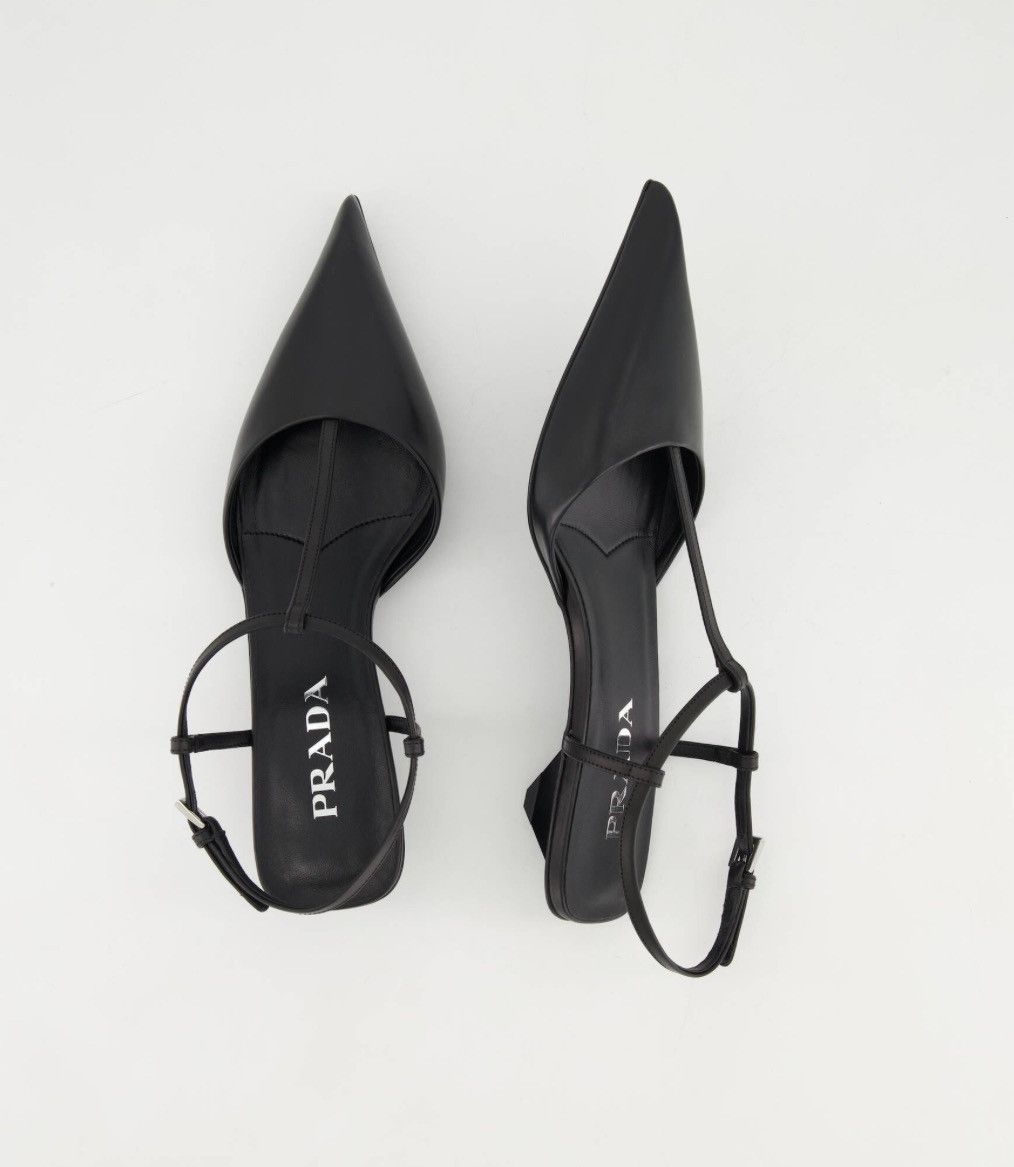 Prada Prada | Women's Leather Slingback Pumps Size US 7 / IT 37 - 2 Thumbnail