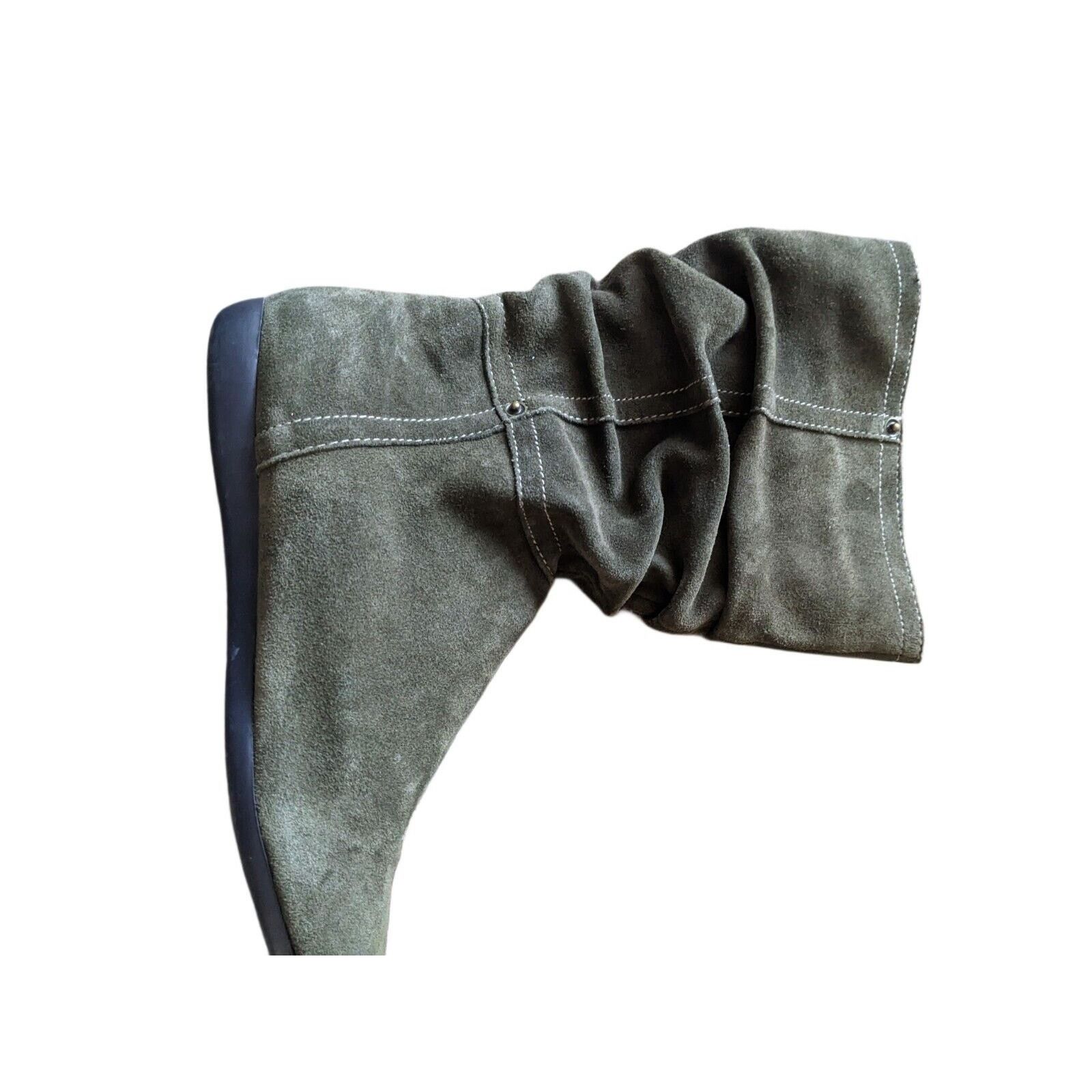 Bass Bass Suede Slouch Boots Green Elevated Flats 7 1/2 Matilda Size US 7.5 / IT 37.5 - 5 Thumbnail