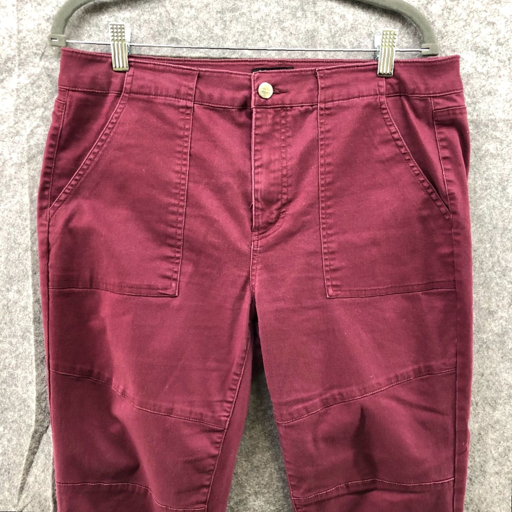 Vintage Tinsel Skinny Chino Pants Womens 31 Burgundy Red Ankle Zip Mid Rise Casual Punk Size 24" / US 00 / IT 34 - 3 Thumbnail