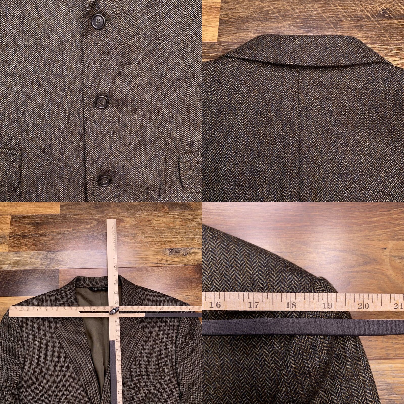 Jos. A. Bank Jos. A. Bank Sport Coat Mens 44R Green Herringbone Wool Blazer Size 44R - 8 Thumbnail