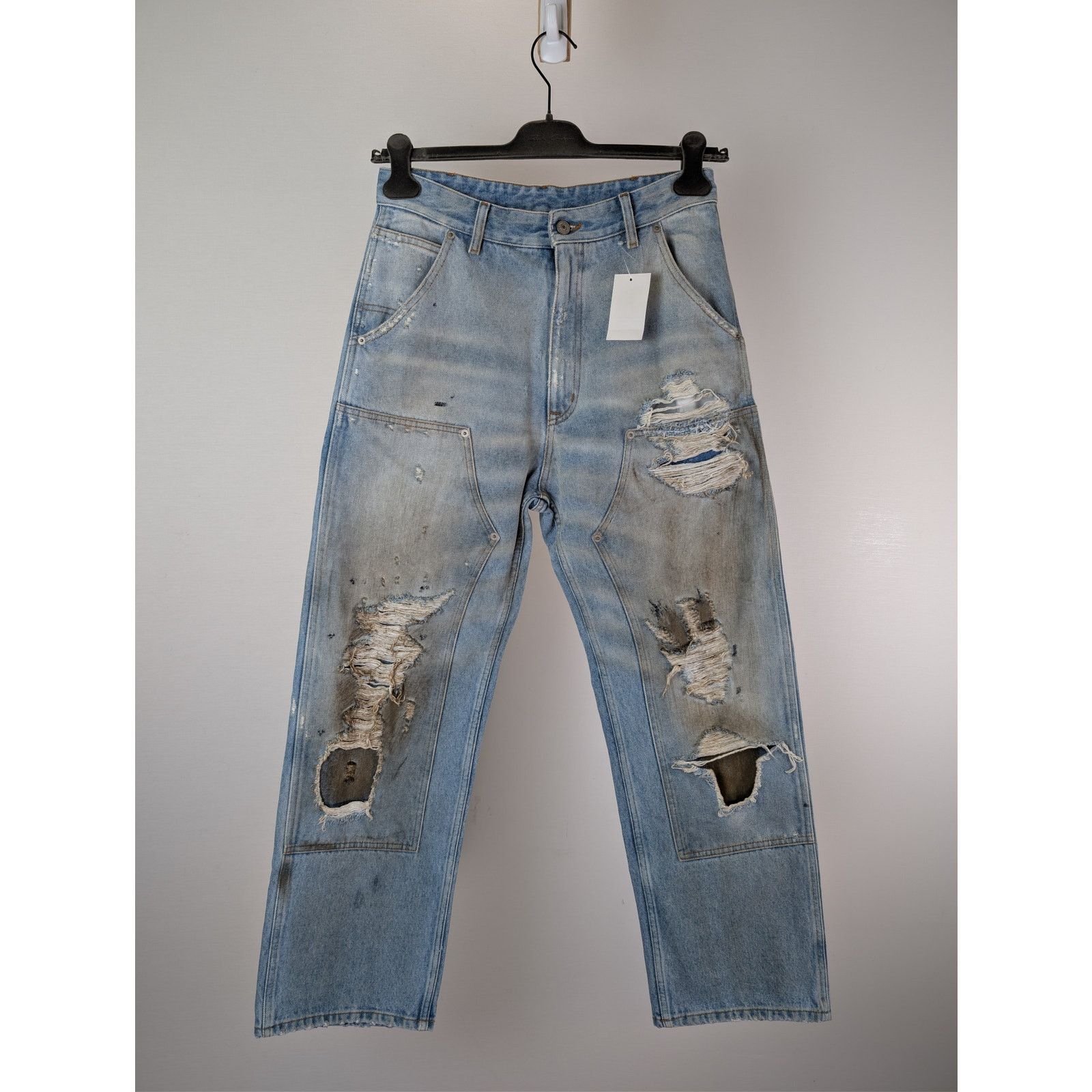Maison Margiela o1rshd1 distressed straight-leg denim jeans blue used wash Size US 30 / EU 46 - 1 Thumbnail