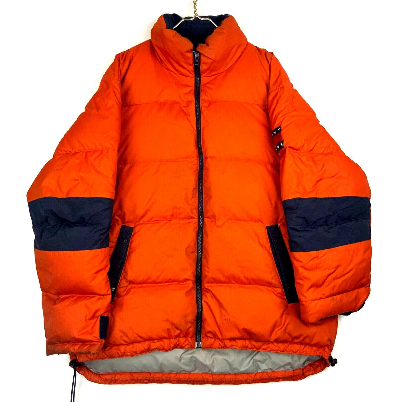 image of Vintage Tommy Hilfiger Down Full Zip Puffer Jacket Size XL Orange in White, Men's