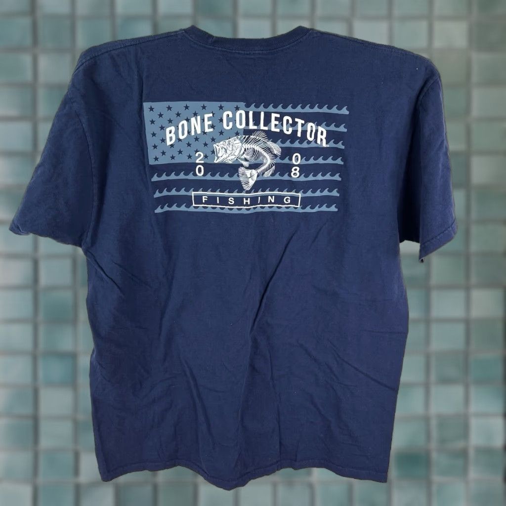Vintage Bone Collector T-Shirt Shirt Men 2XL Blue Graphic Fishing 2008s Fall Spring Summer Skull Logo Vintage? No Size US XXL / EU 58 / 5 - 1 Thumbnail