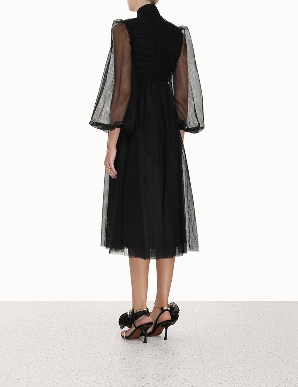 Zimmermann oc11z0425 Tulle Midi Dress in Black Size S / US 4 / IT 40 - 4 Thumbnail