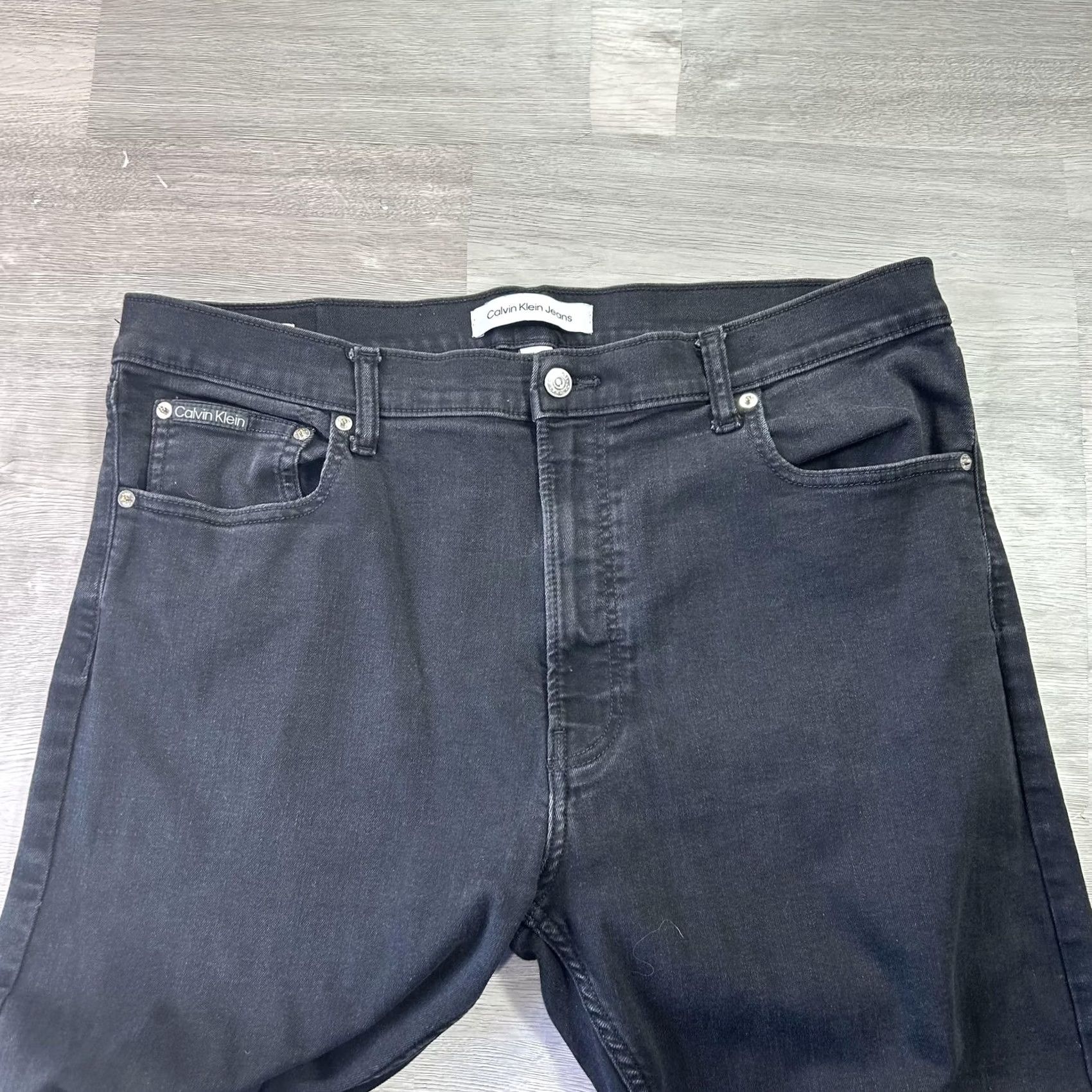 Calvin Klein Calvin Klein Jeans Slim Straight Fit Jeans Mens 38x34 Black Stretch Denim Dark Wash Pants Size US 38 / EU 54 - 3 Thumbnail