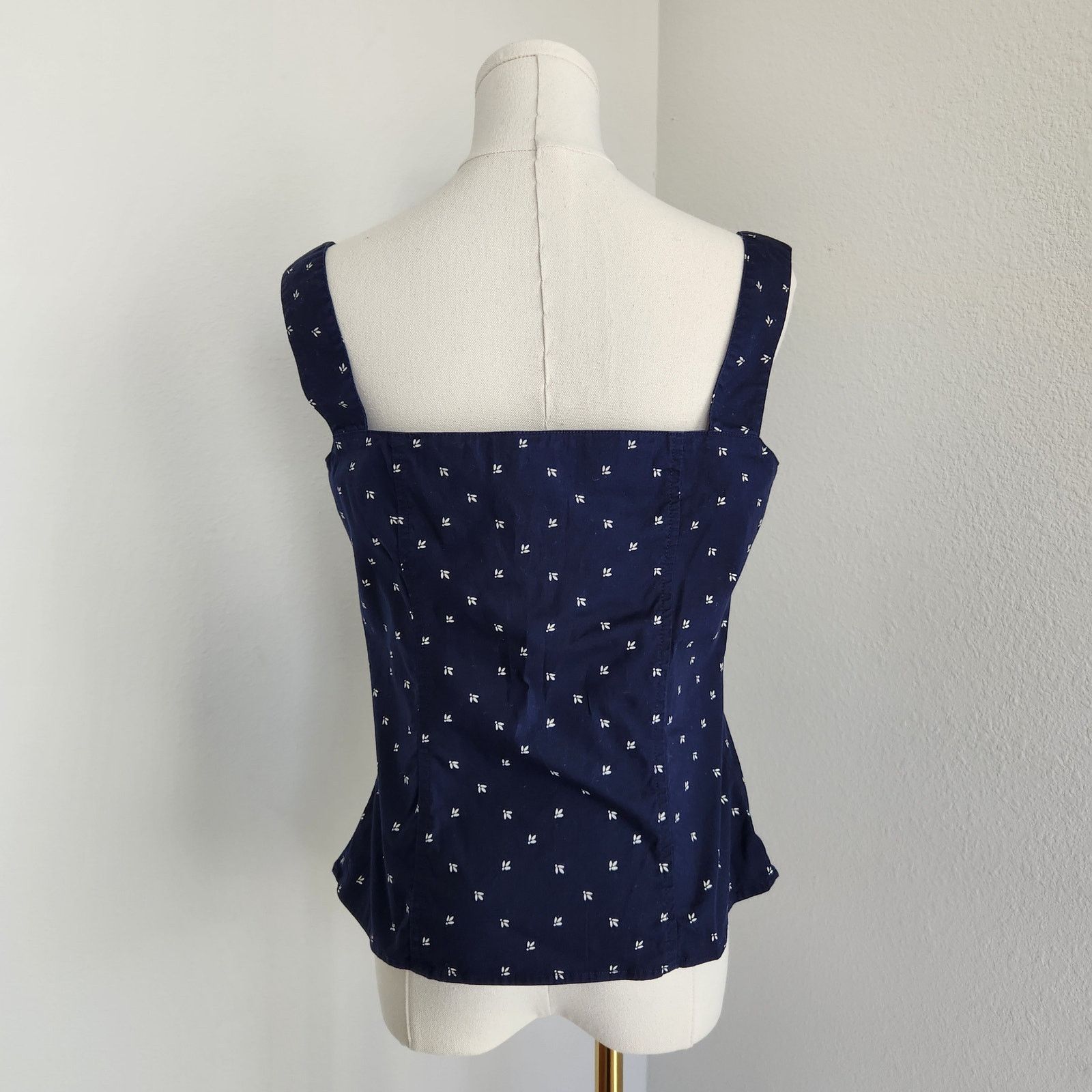 Vintage Y2K Blue White Patterned Square Neck Button Down Tank Top S Size S / US 4 / IT 40 - 5 Thumbnail