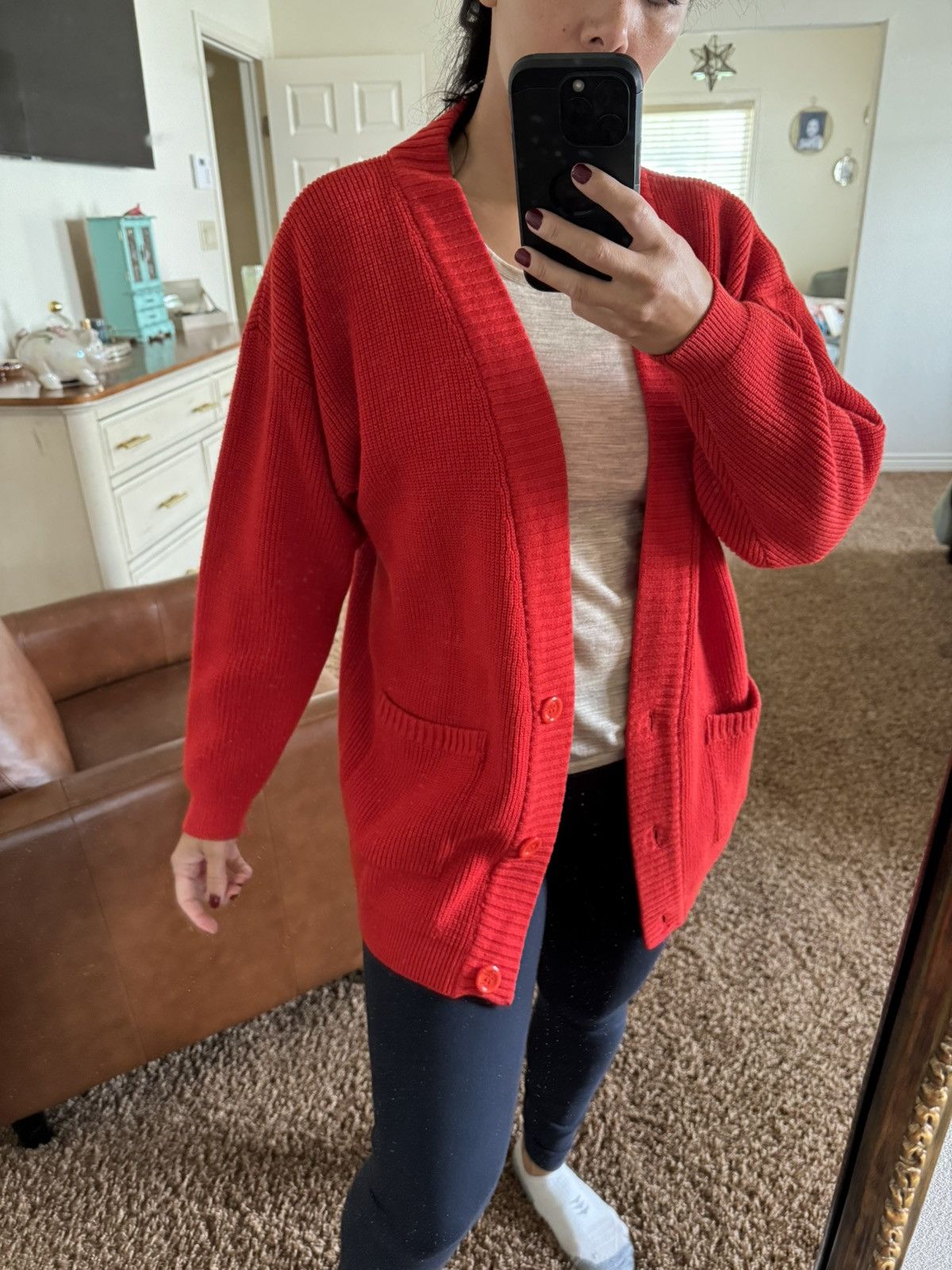 Other Tg Dragon chunky M womens red knit sweater cardigan Size M / US 6-8 / IT 42-44 - 2 Thumbnail