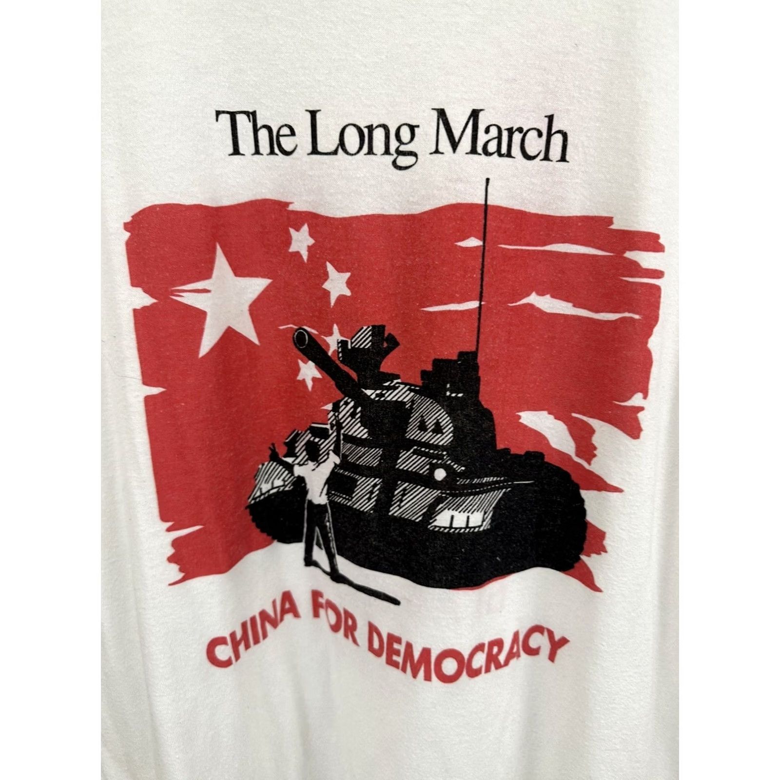 Jerzees RARE VTG The Long March China For Democracy Tank Tiananmen Square Thin T-Shirt M Shirt Mens White Size US M / EU 48-50 / 2 - 3 Thumbnail