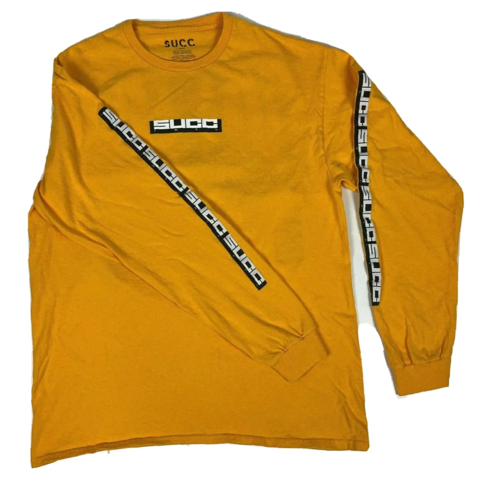 Vintage Succ International Men’s Long Sleeve T-Shirt Crew Neck Sz L Mustard Yellow Graphic Logo 100% Cotton Double-Sided Vintage? Size US L / EU 52-54 / 3 - 3 Thumbnail