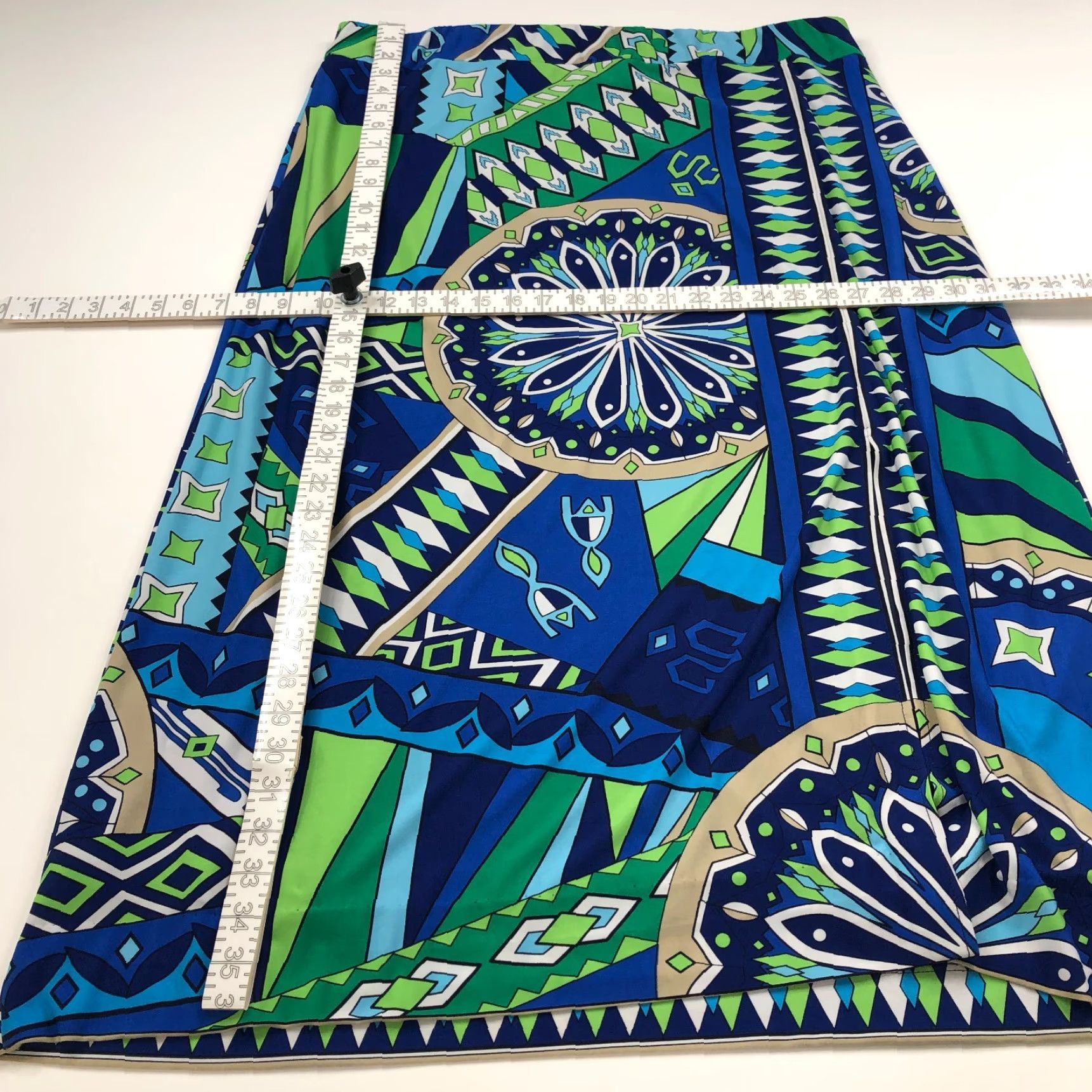 Vintage Chico's Skirt Midi All Over Print Blue MINT Pull On Flat Lined 3 39In XS-XL Women's Comfortable Stretch Size 26" / US 2 / IT 38 - 3 Thumbnail