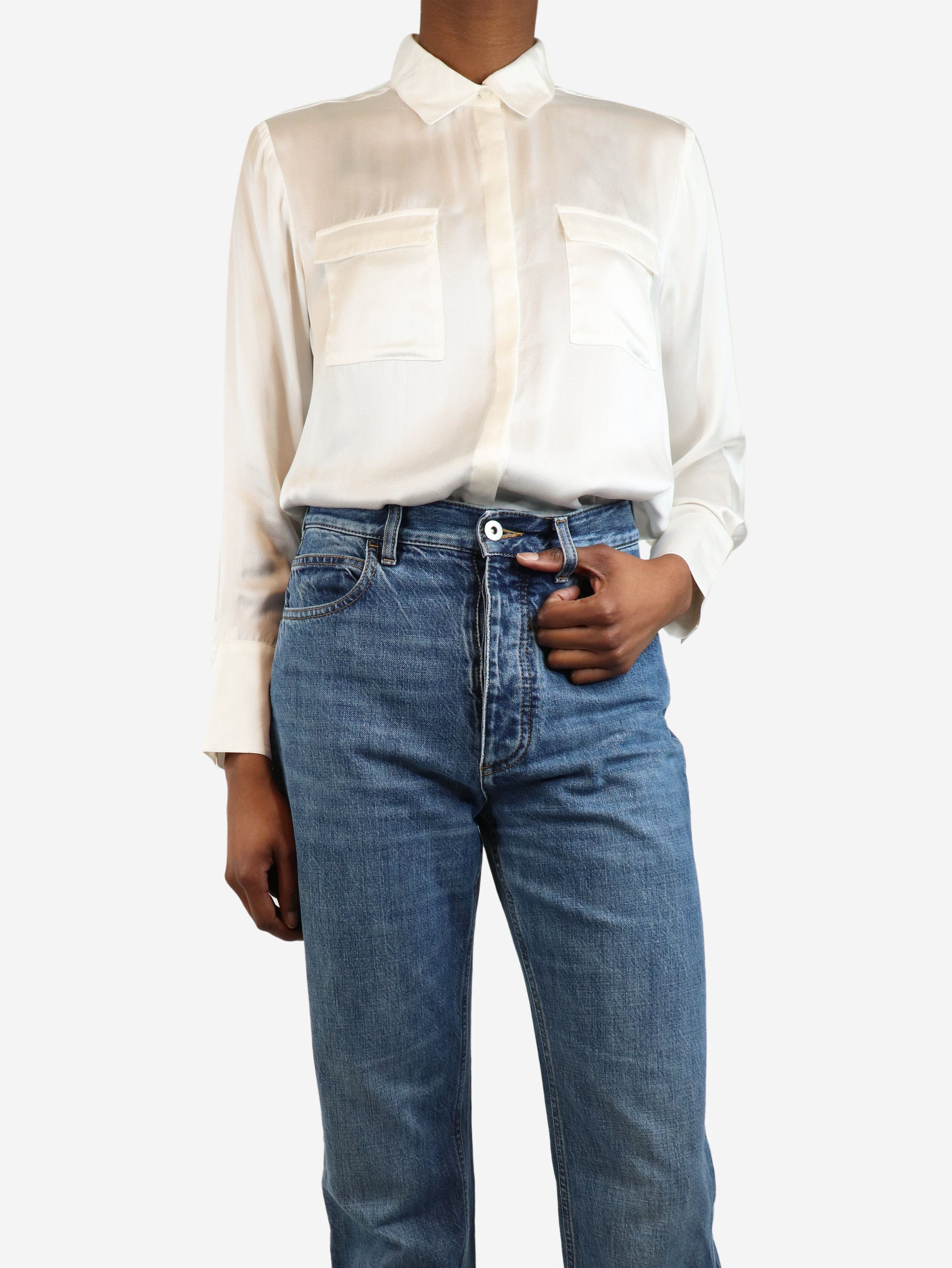 Ecru long-sleeved shirt - size UK 8