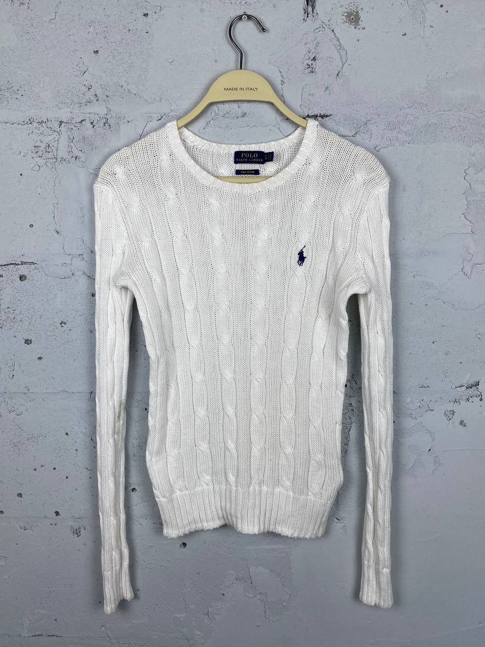 Polo Ralph Lauren × Ralph Lauren Vintage Ralph Lauren White Cable Knit CrewNeck Sweater Size XS / US 0-2 / IT 36-38 - 1 Thumbnail
