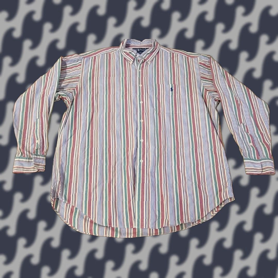 Polo Ralph Lauren Ralph Lauren Polo Shirt Adult Large Striped Button-Up Long Sleeve Blaire Mens Size US L / EU 52-54 / 3 - 1 Thumbnail