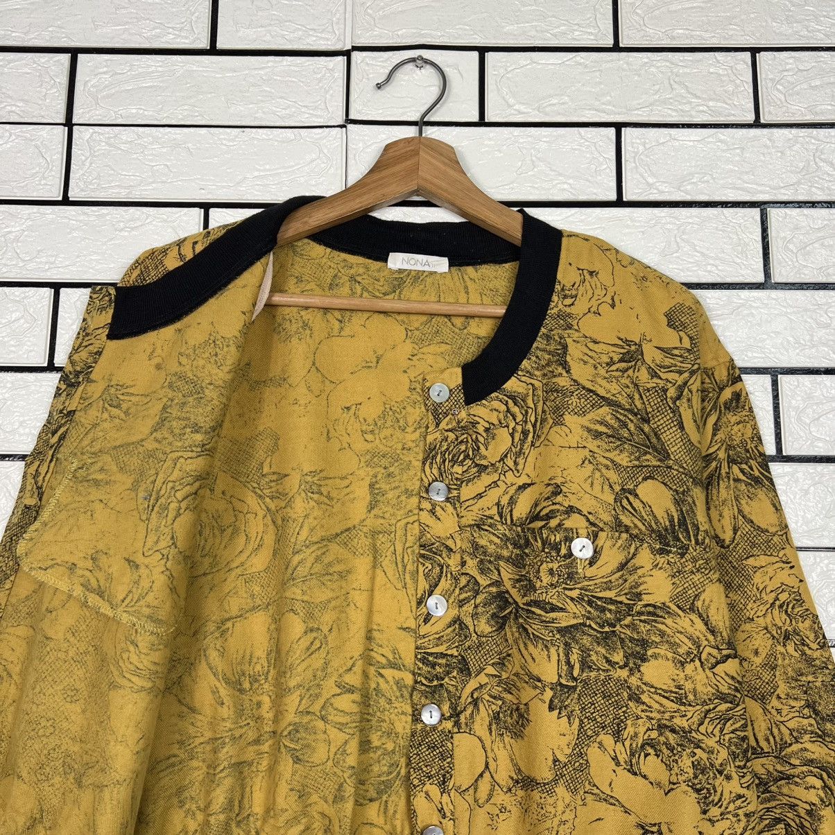 Japanese Brand Vintage Art Florals Print Wool Silk Button Jacket #4115-C187 Size M / US 6-8 / IT 42-44 - 9 Thumbnail