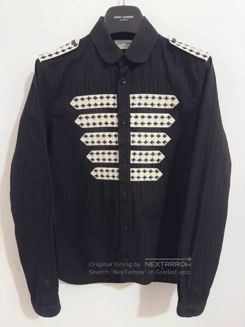 Saint Laurent Paris Saint Laurent Paris Palace Scale Embroidered Striped Shirt Size XS / US 0-2 / IT 36-38 - 1 Thumbnail