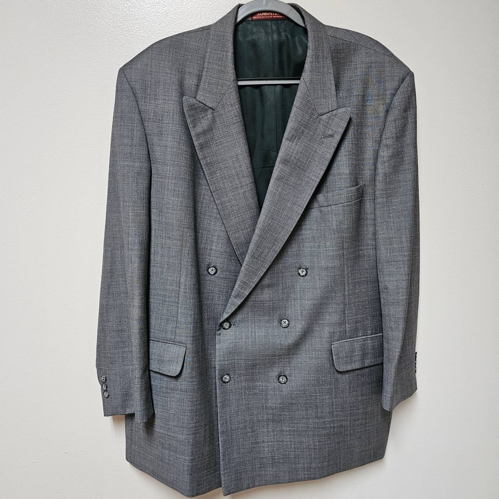Nordstrom Nordstom Doubl Breasted Gray Tweed Mens Jacket 100% Wool 40L Size 40L - 1 Thumbnail