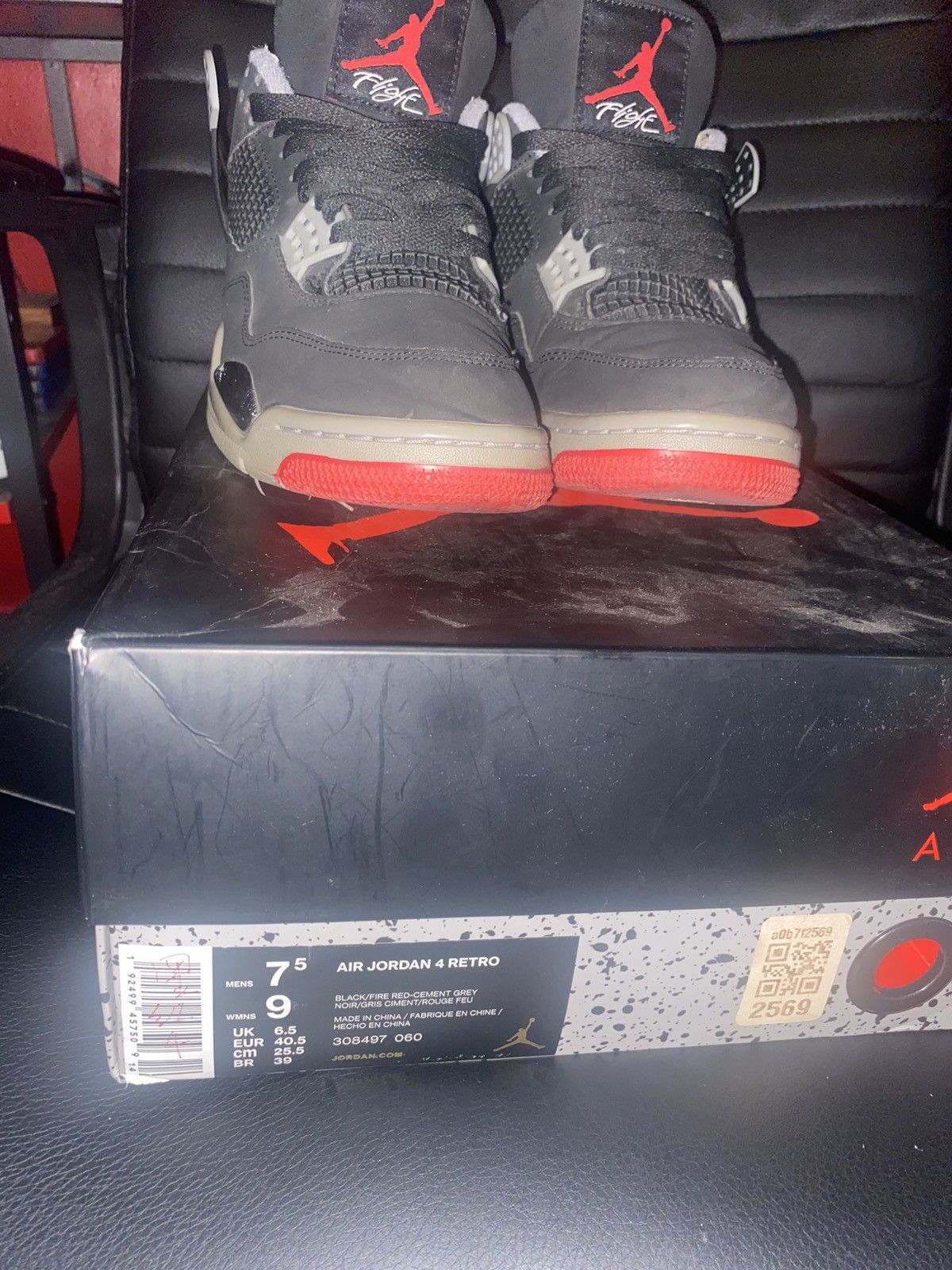 Jordan Brand × Nike Jordan 4 retro bred 2019 Size US 7.5 / EU 40-41 - 4 Thumbnail