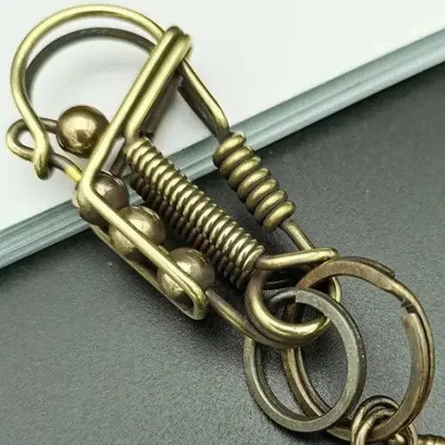 Vintage Brass Handicraft Mechanical KeyRing Size ONE SIZE - 4 Thumbnail