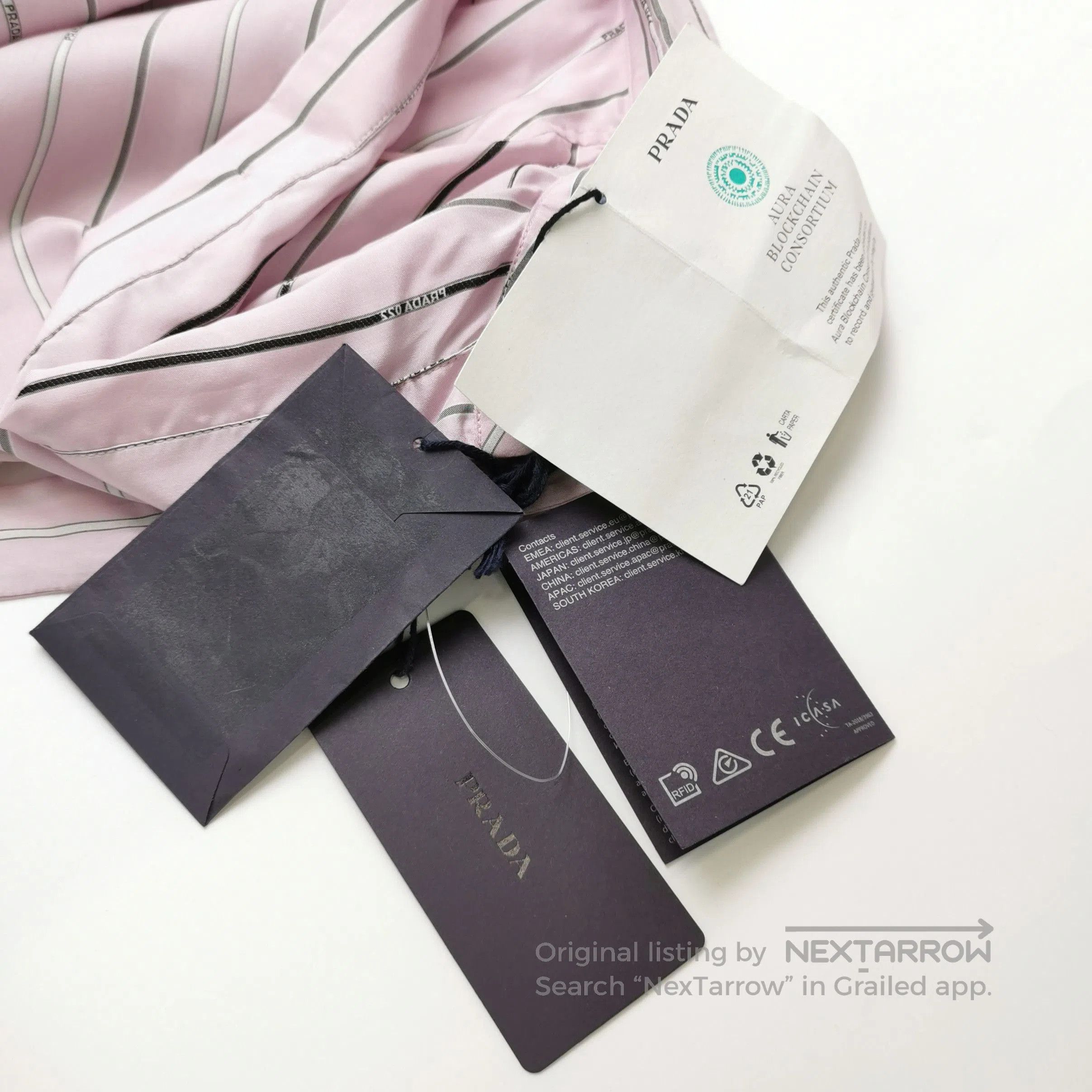 Prada Prada Striped Silk Belted Dress in Pink . Size S / US 4 / IT 40 - 4 Thumbnail