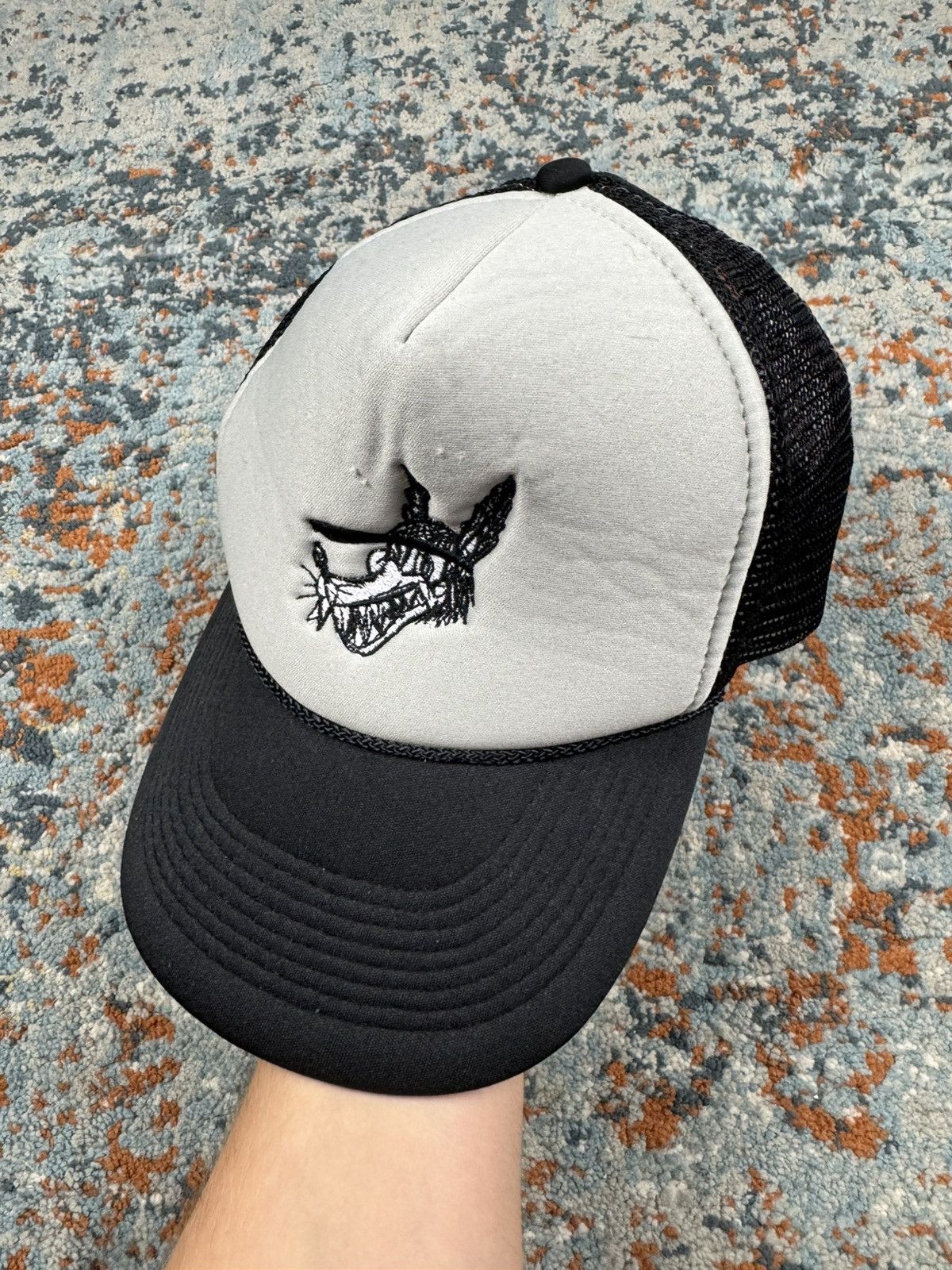 Vintage Vintage 90s Crazy Wolf embroidered trucker hat by nissun Size ONE SIZE - 2 Thumbnail