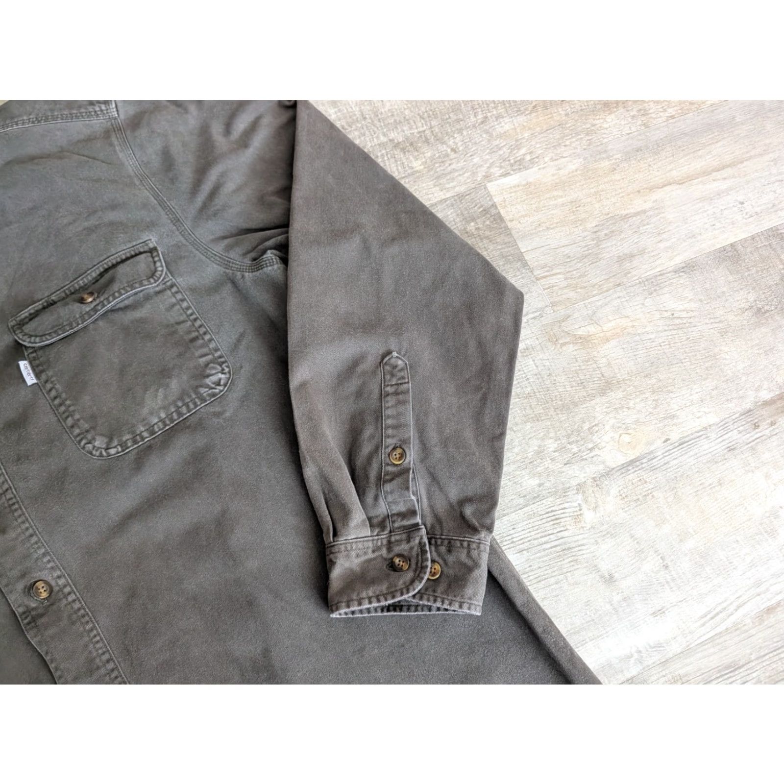 Carhartt VINTAGE Carhartt Button-Up Shirt Mens XL Tall Moss Green Canvas Workwear S09 MOS Size US XL / EU 56 / 4 - 5 Thumbnail