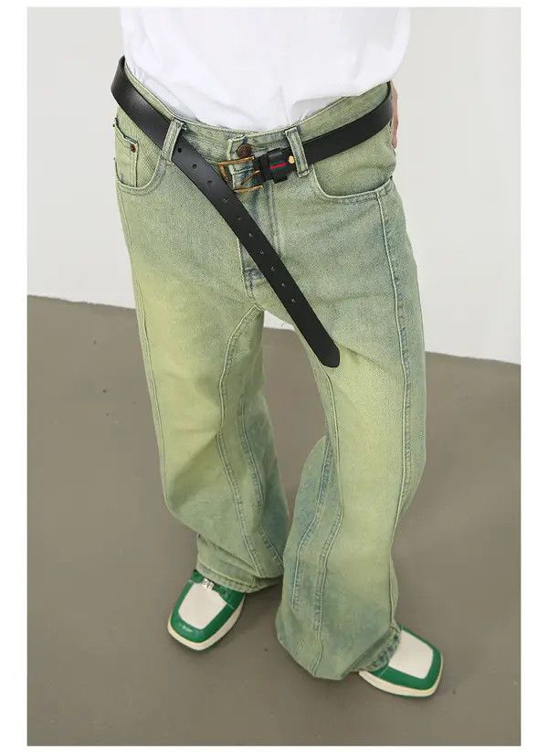 Japanese Brand Men's distressed patchwork retro loose flared jeans Size US 32 / EU 48 - 5 Thumbnail