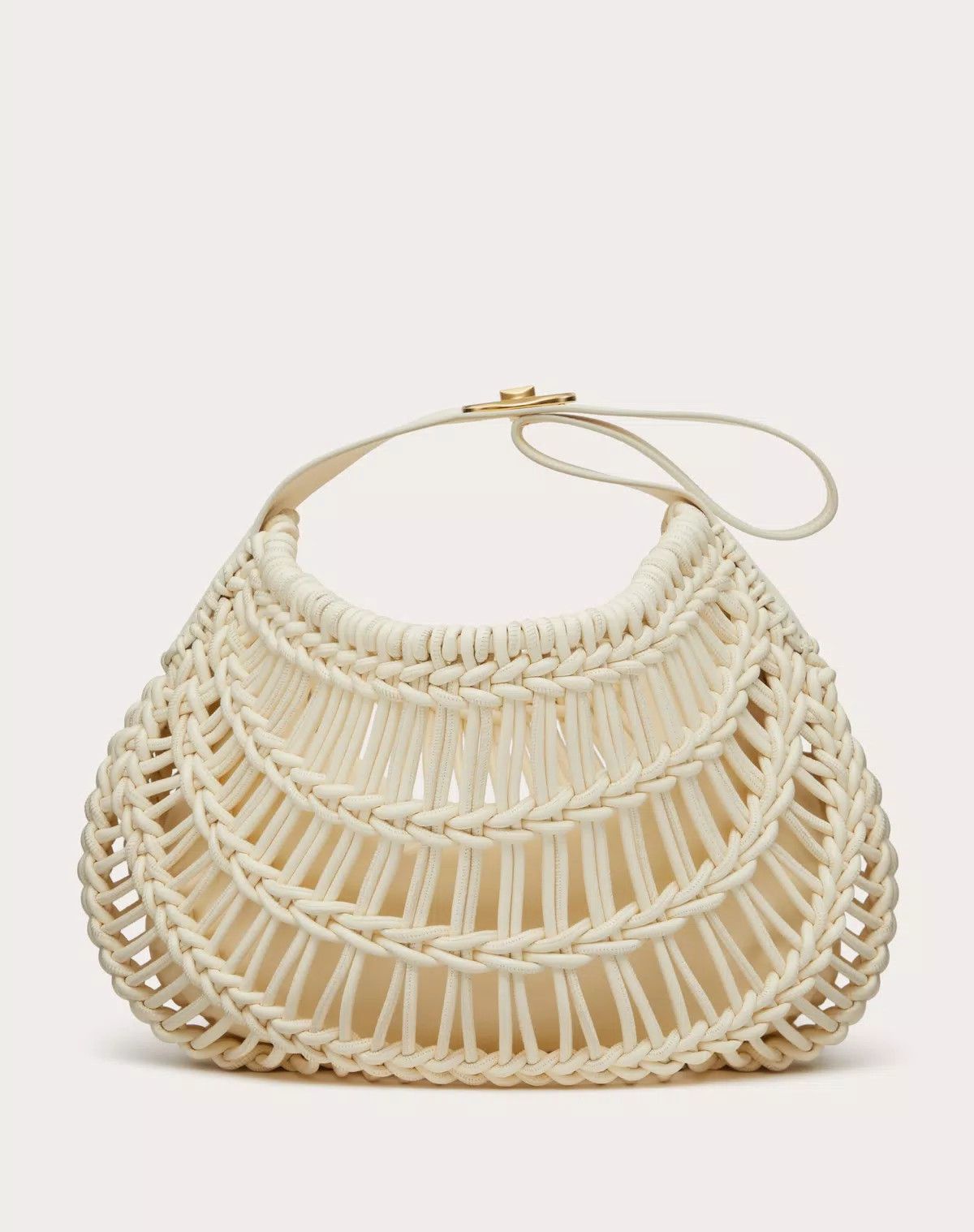 Valentino oc11z0725 Size:OS/Allknots Woven Leather Hobo Bag in White Size ONE SIZE - 1 Thumbnail