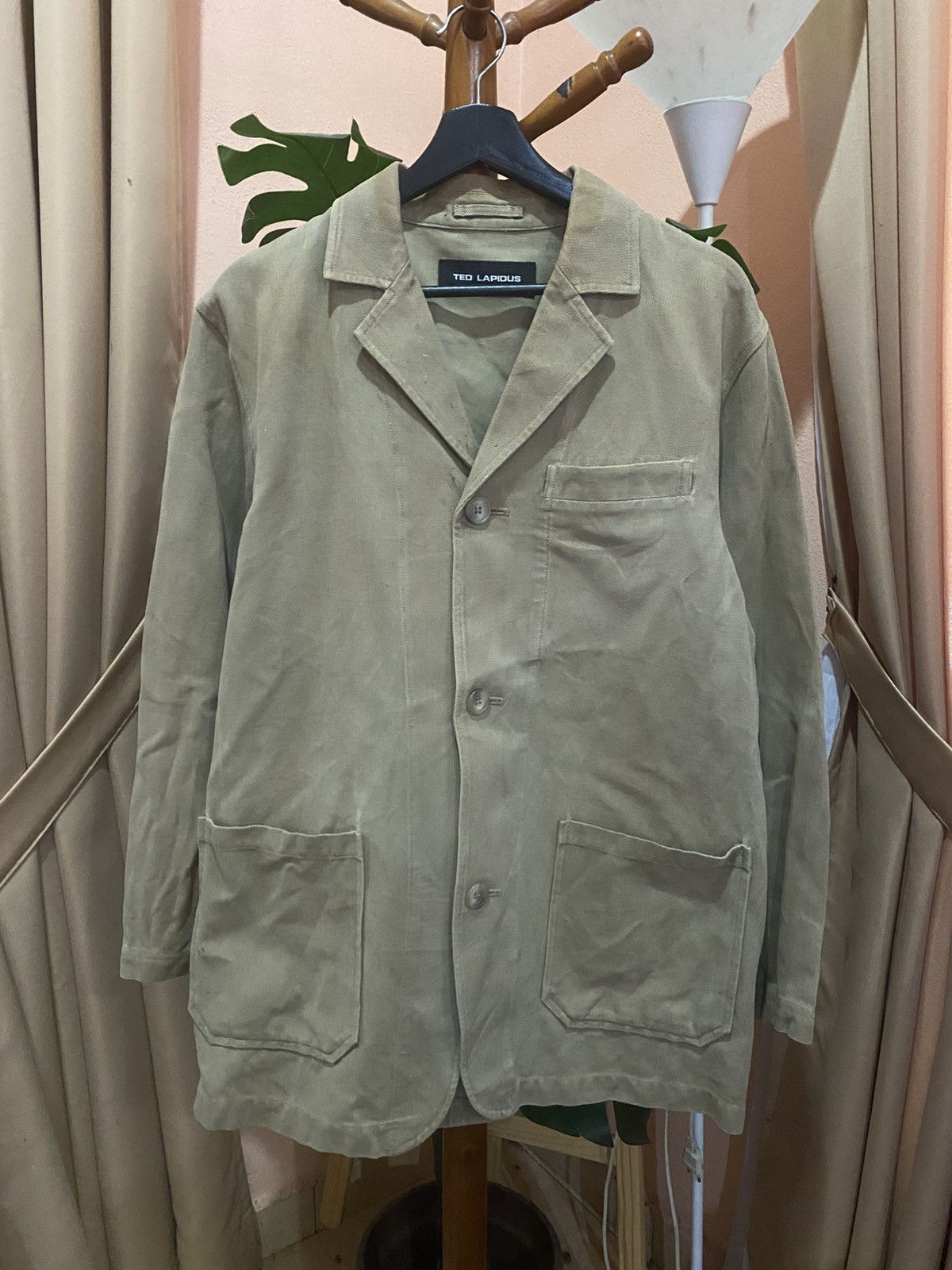 TED LAPIDUS Vintage Ted Lapidus Khaki Cotton Blend Workwear Jacket Size US L / EU 52-54 / 3 - 3 Thumbnail