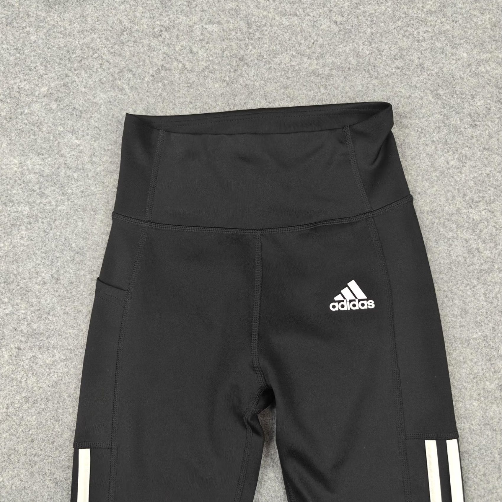 Adidas Adidas Leggings Womens XS Black Mid Rise Ankle AEROREADY Side Stripe Pockets Size 26" / US 2 / IT 38 - 2 Thumbnail