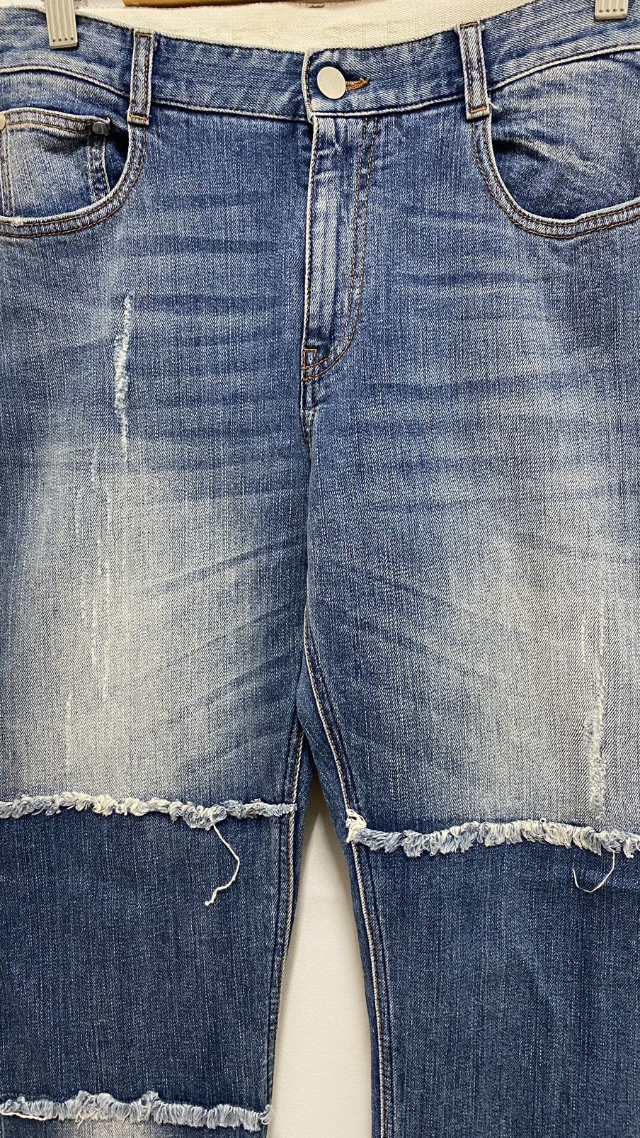 Stella McCartney Stella Mccartney Distressed Denim Patchwork Blue Jeans Pants Size US 35 - 9 Thumbnail