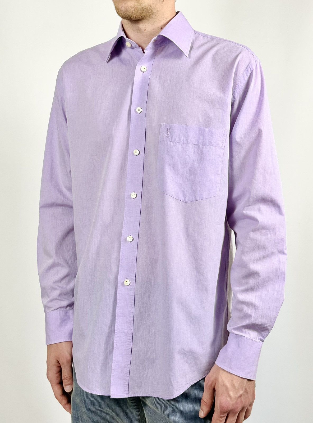 Yves Saint Laurent Yves Saint Laurent Logo Purple Shirt Size US L / EU 52-54 / 3 - 1 Thumbnail
