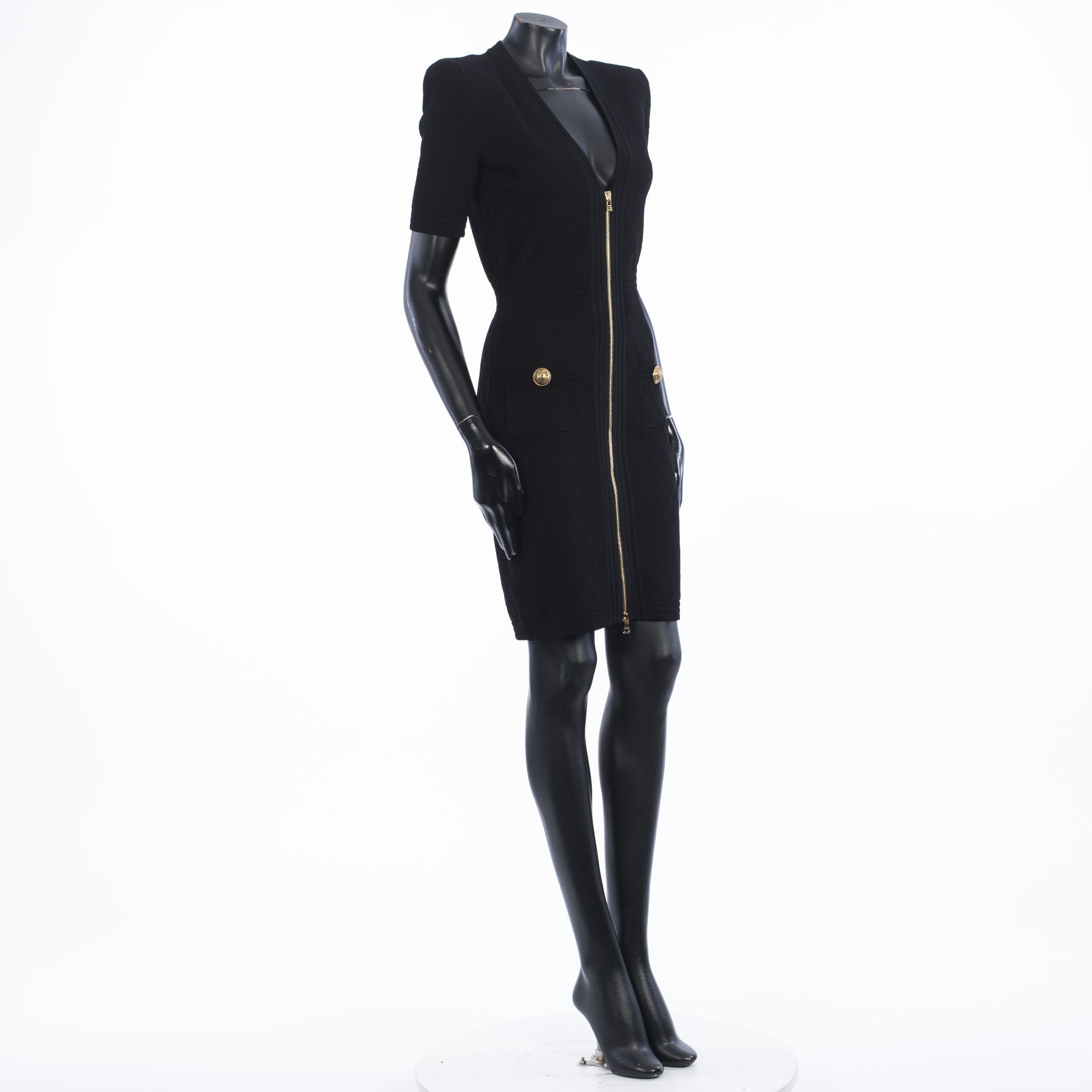 Balmain Short Black Knit Dress With Gold-tone Zip Fastening Size M / US 6-8 / IT 42-44 - 8 Thumbnail