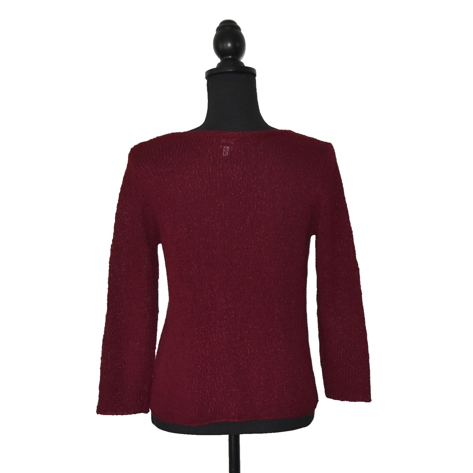 Eileen Fisher EILEEN FISHER Cranberry Viscose Linen Knit Sweater Size XS Size XS / US 0-2 / IT 36-38 - 2 Thumbnail