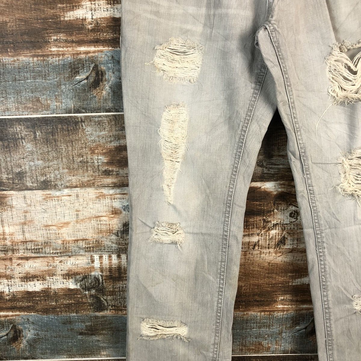 Japanese Brand DL Gennaro Jeans Grey Distressed Denim Pants #C102 Size US 27 - 9 Thumbnail