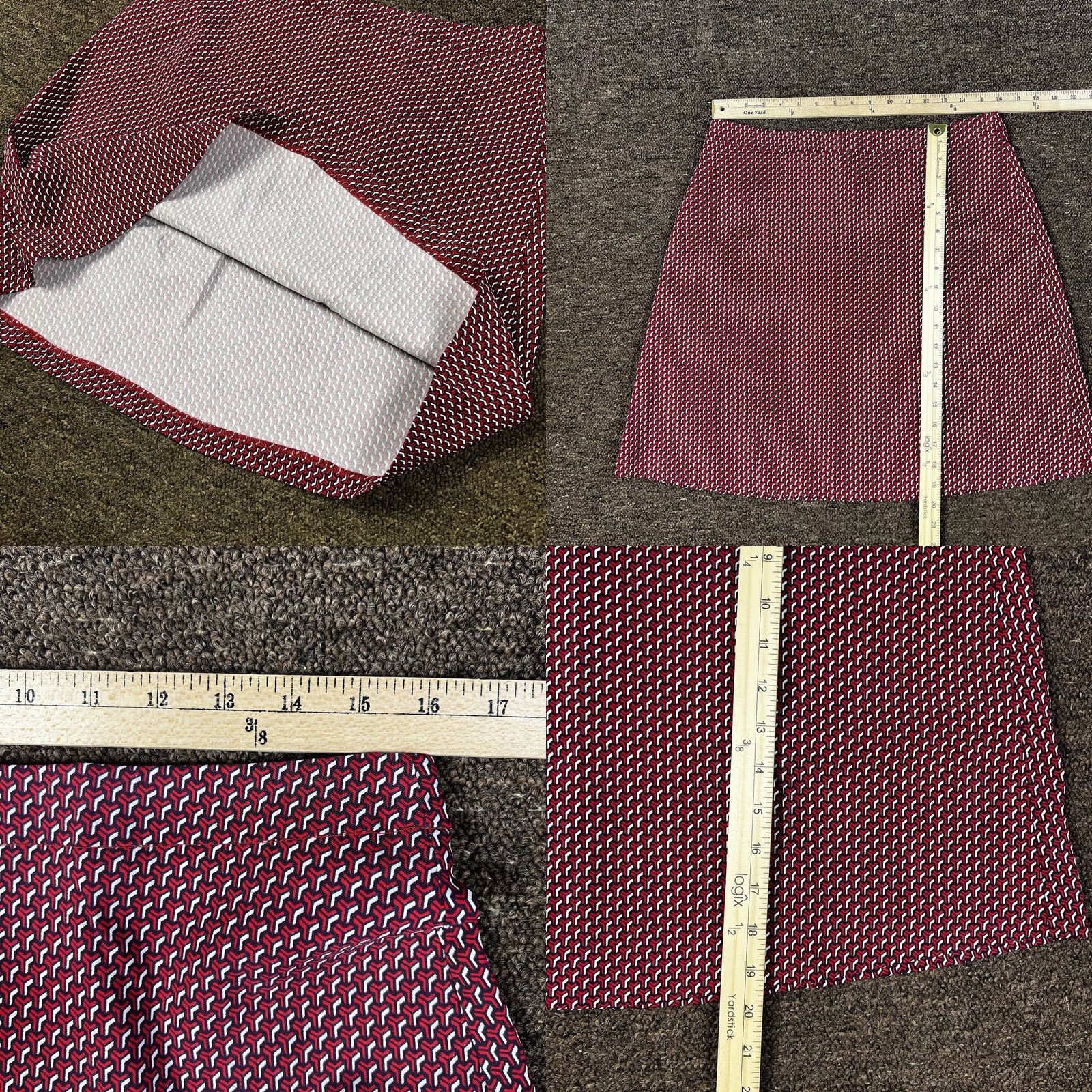Vintage Margaret M Skirt A-Line Womens Large 32” Waist Red Stretch Fit Short Vintage No Size 36" / US 14 / IT 50 - 8 Thumbnail