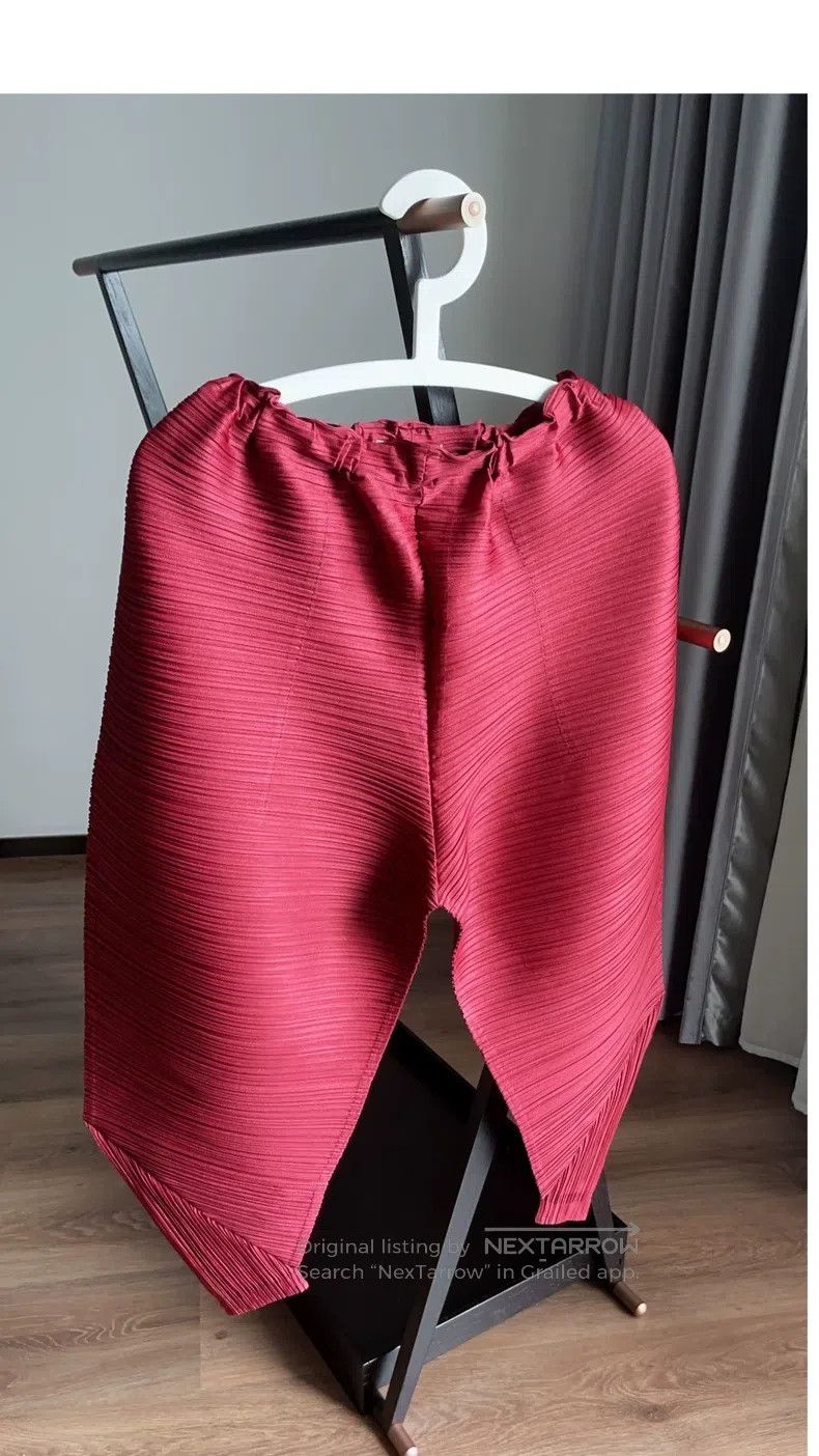 Issey Miyake Issey Miyake size:3 Bordeaux Red Irregular Pants Size 31" - 2 Thumbnail