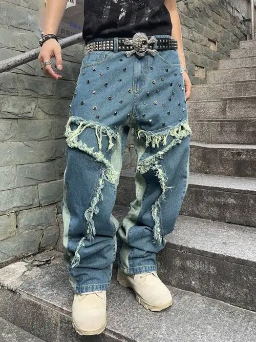 Designer × Japanese Brand × Vintage Washed Distressed Baggy Unique Y2k Edge Size US 32 / EU 48 - 4 Thumbnail