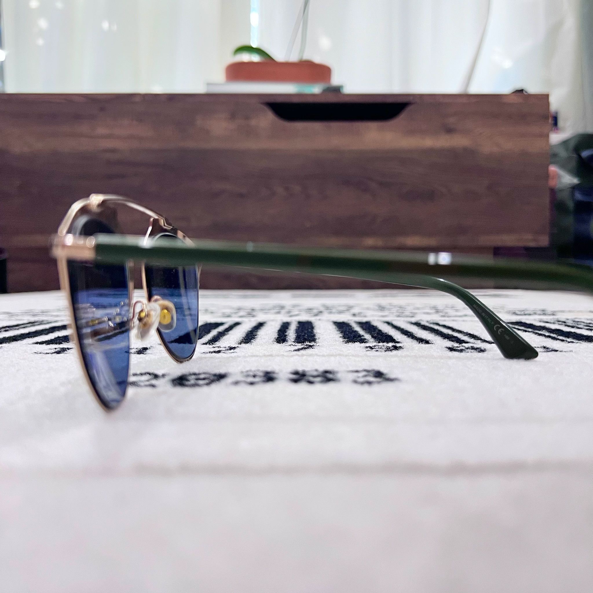 Dior Dior Reflected Rose Gold Frame Green Arms Aviator Size ONE SIZE - 4 Thumbnail