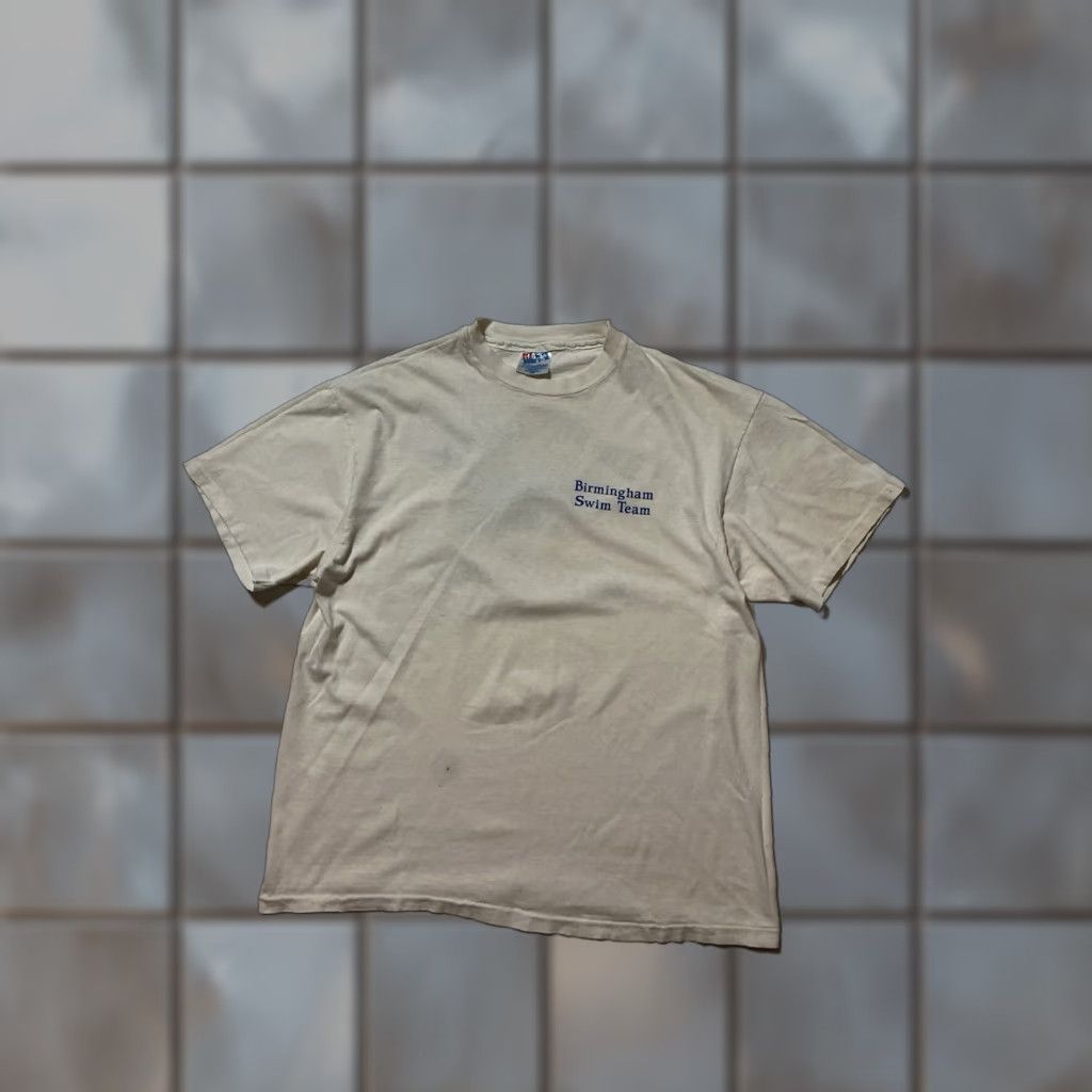 Hanes VINTAGE Hanes Beefy-T T-Shirt Birmingham Swim & Dive Shark Graphic Single Stitch Shirt Men Large White Shark Graphic Mens Size US L / EU 52-54 / 3 - 1 Thumbnail