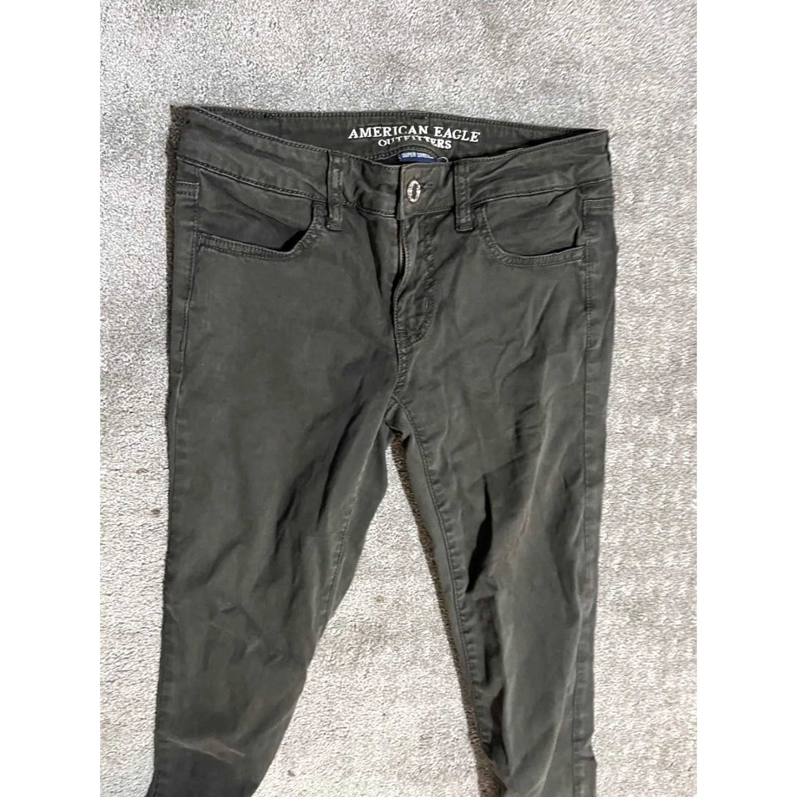 American Eagle Outfitters VINTAGE American Eagle Womens Jegging Pants Regular Size 4 Gray Solid Stretch Denim Authentic Size 27" / US 4 / IT 40 - 4 Thumbnail