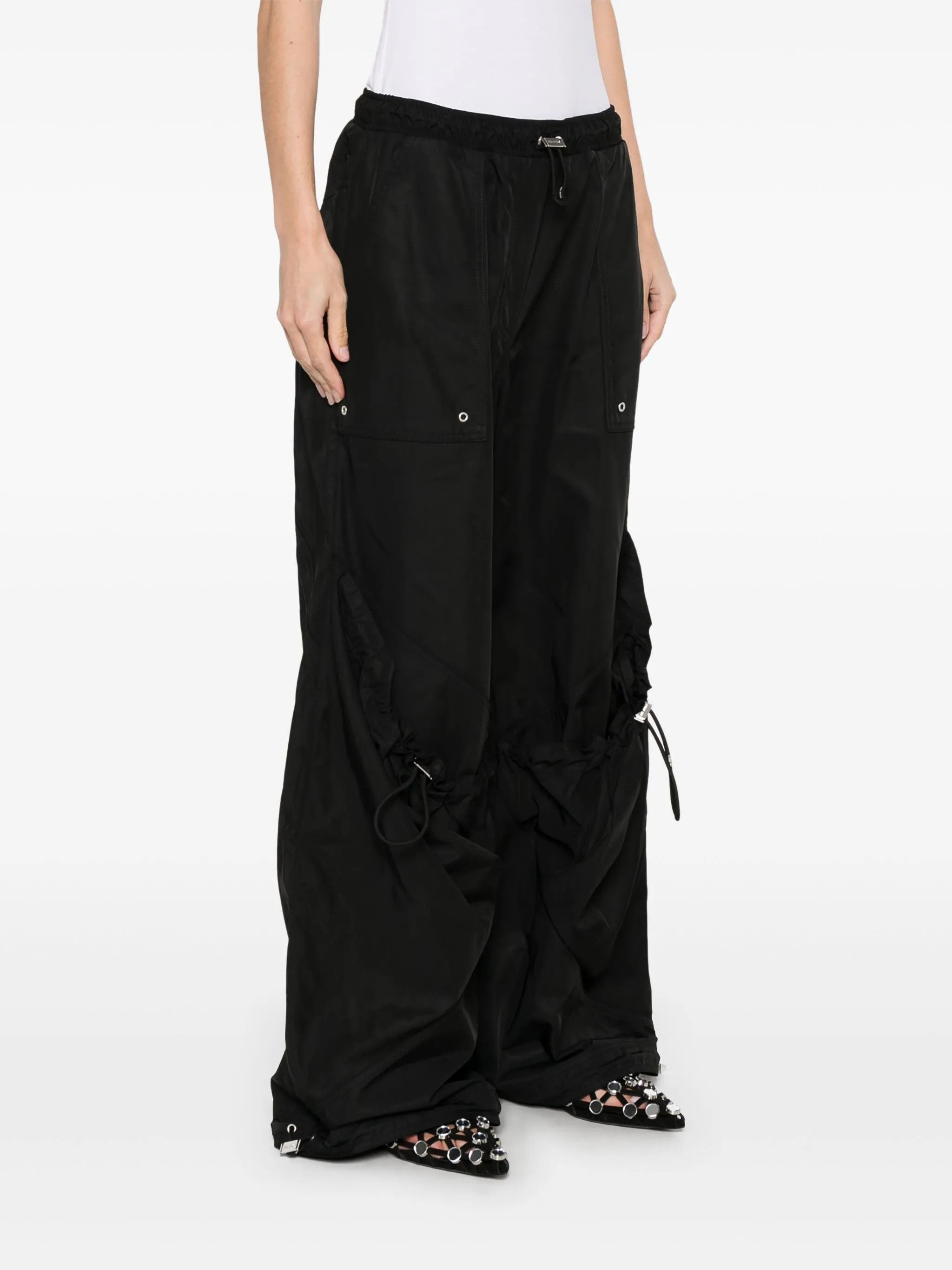 The Attico o1s22i1n0325 Elasticated Loose Fit Trousers in Black Size 27" / US 4 / IT 40 - 3 Thumbnail