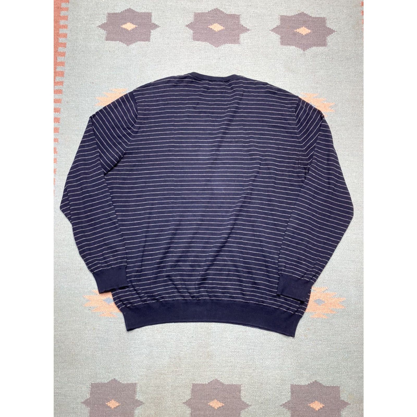 Ralph Lauren VINTAGE Polo Ralph Lauren Pima cotton striped long sleeve shirt Navy Blue Adult XXL EUC Size US XXL / EU 58 / 5 - 8 Thumbnail