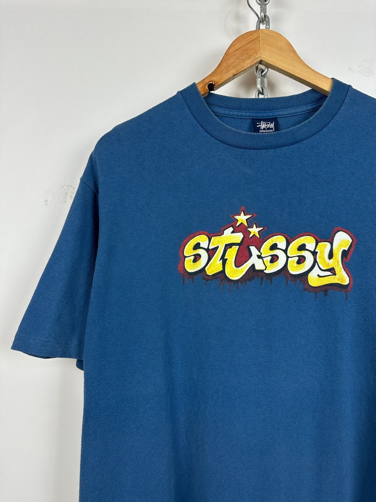 Stussy 00s Vintage Stussy Graphic Logo Single Stitch Blue T-Shirt Size US M / EU 48-50 / 2 - 4 Thumbnail
