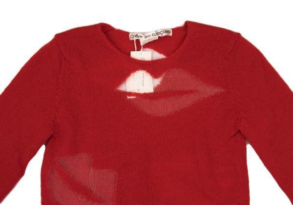 Comme des Garcons Comme Des Garcons Red vintage see-through lip design knit Size S / US 4 / IT 40 - 4 Thumbnail