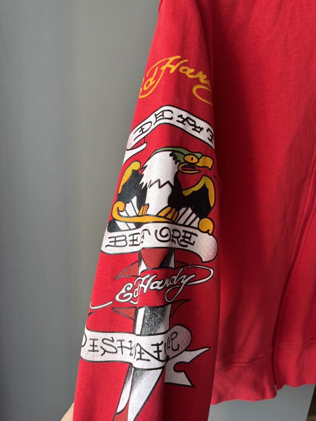 Christian Audigier Vintage y2k Ed Hardy Red Big Logo Zip Up Hoodie Sweatshirt Size US M / EU 48-50 / 2 - 6 Thumbnail