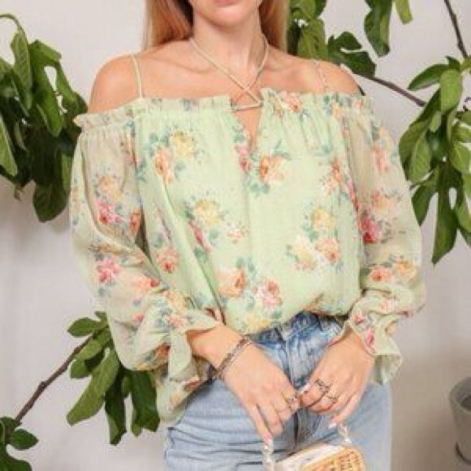 Anthropologie NEW ANTHROPOLOGIE Mint Green Floral Tank Blouse Shirt Top M Size M / US 6-8 / IT 42-44 - 14 Thumbnail